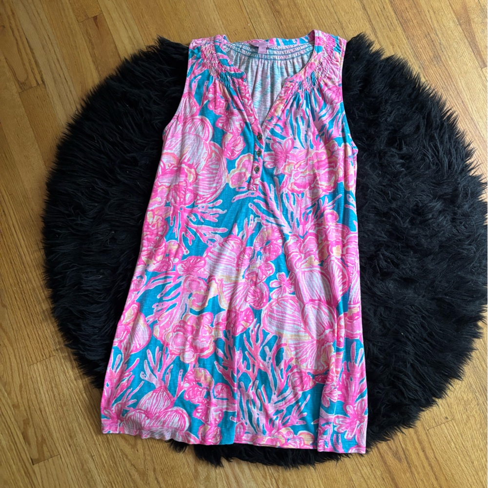 Lilly Pulitzer Teal and Pink Floral Mini Dress